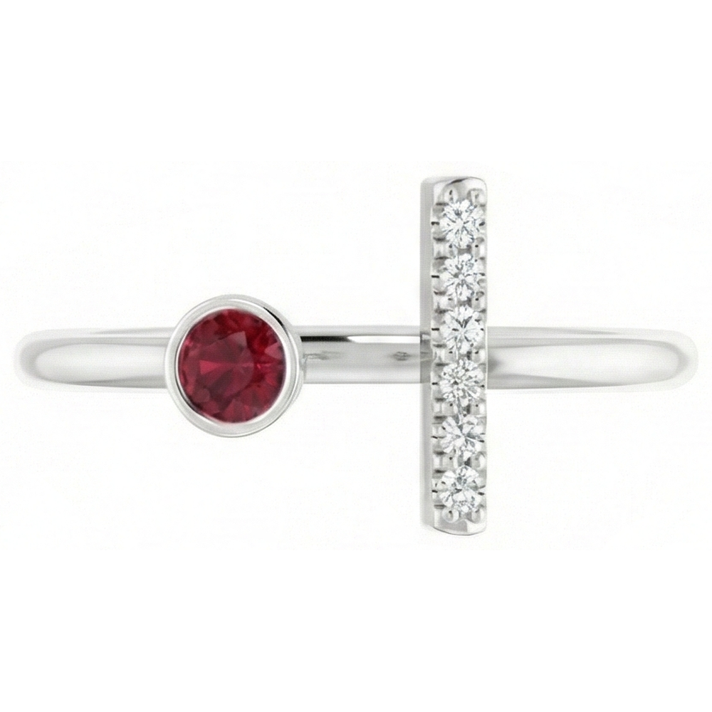 Burmese Ruby & Natural Earth Mined Diamond Ring 0.48 Carats 14K White Gold