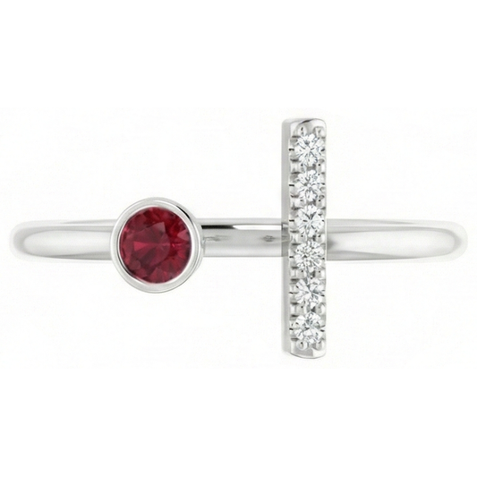 Burmese Ruby & Natural Earth Mined Diamond Ring 0.48 Carats 14K White Gold
