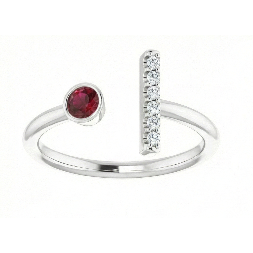 Burmese Ruby & Natural Earth Mined Diamond Ring 0.48 Carats 14K White Gold
