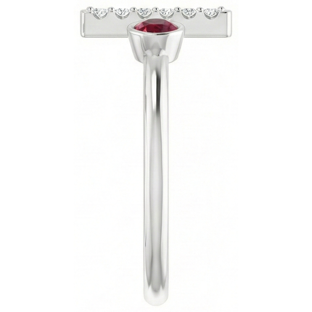 Burmese Ruby & Natural Earth Mined Diamond Ring 0.48 Carats 14K White Gold