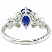 Butterfly Natural Earth Mined Diamond Engagement Ring Pear Ceylon Sapphire 3 Carats