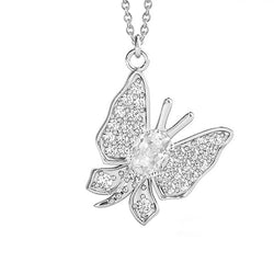 Diamond Butterfly Pendant Necklace 2.50 ct in 14 Karat White Gold