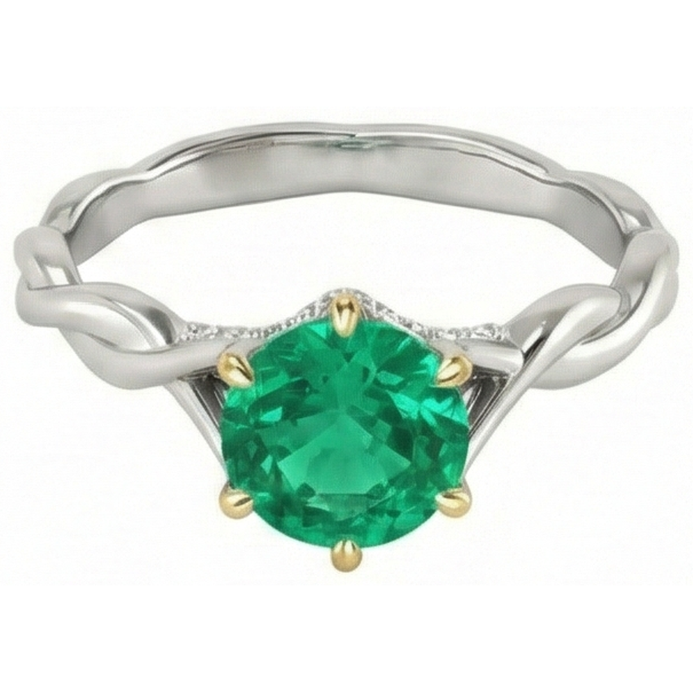 Custom Emerald Gemstone Ring 2 ct – side view