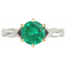 Emerald Gemstone Ring 2-ct 14 Karat Two Tone Gold – angle view