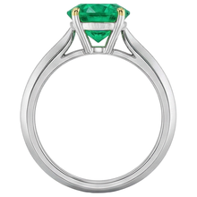 Precious Stone Ring 14K Two Tone Gold with Emerald – top view