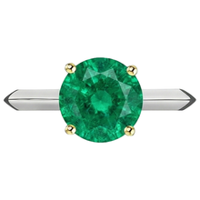 Real Emerald Precious Stone Ring 3 ct 14K Two Tone Gold – angle view
