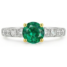 Colombian Emerald Gemstone Ring 2-ct Two-Tone 14K Gold – front view