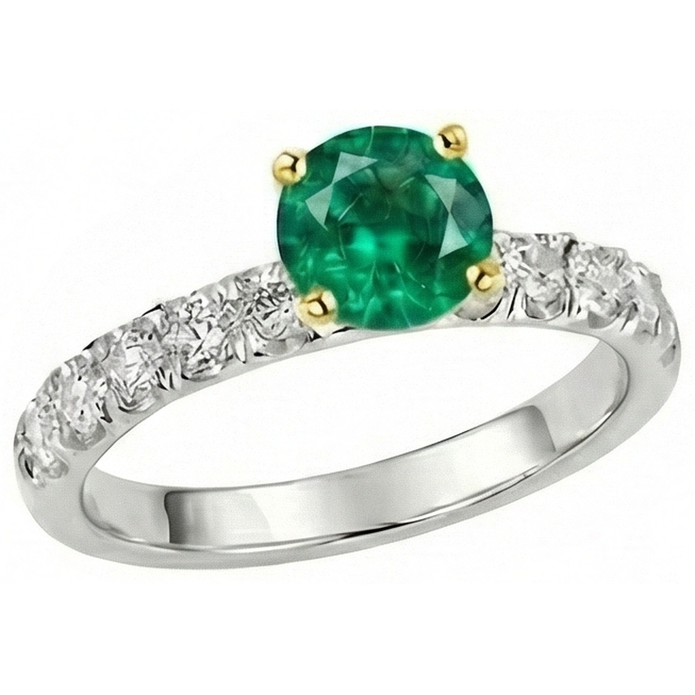 Colombian Emerald Gemstone Ring 2-ct Two-Tone 14K Gold – side view