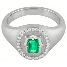 Emerald Emerald Cut Gemstone Ring in 14 Karat Two Tone Gold – side view