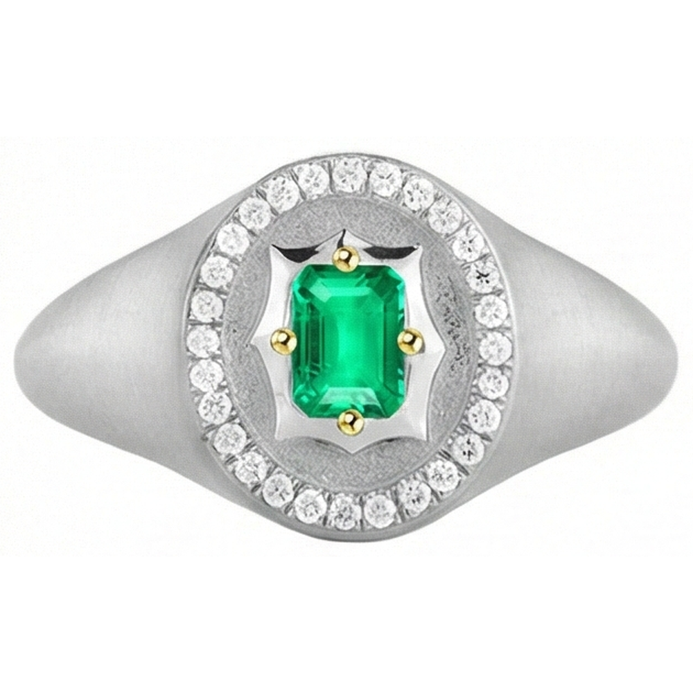 Natural Emerald Gemstone Ring – profile view