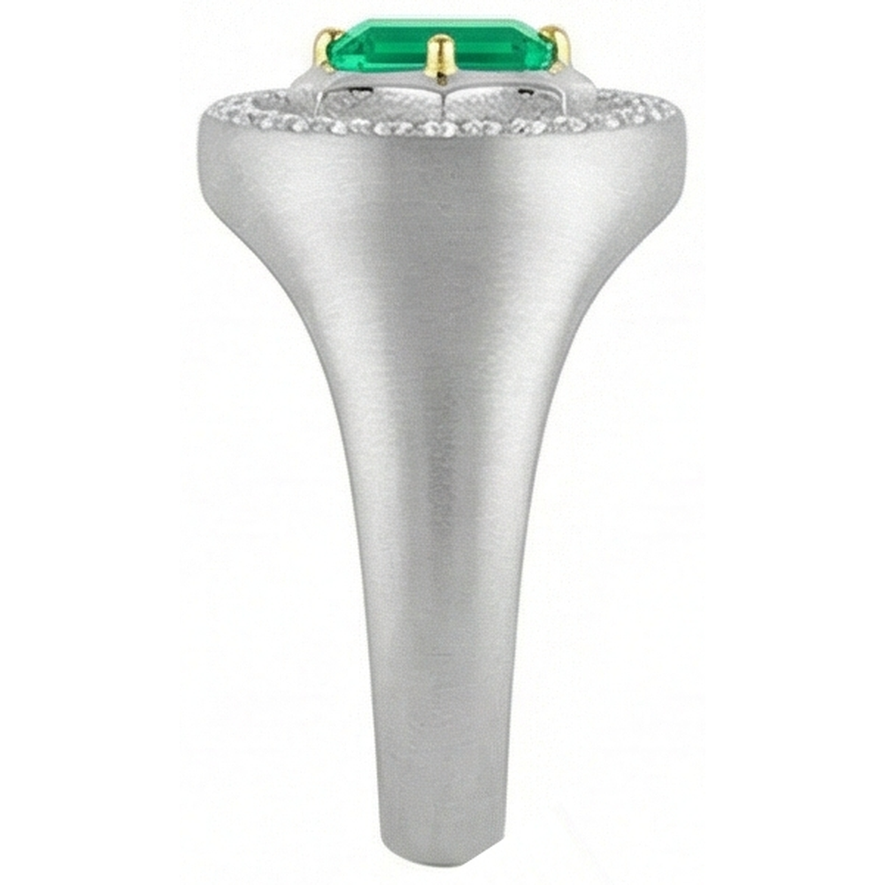 Emerald Cut Emerald ring in 14 Karat Two Tone Gold – top view