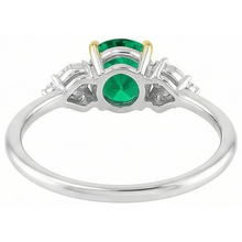 Emerald Colored Stone Ring 2-ct Two-Tone 14K Gold – top view