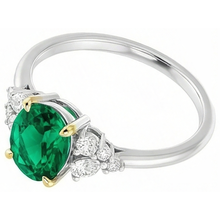 Genuine Emerald Colored Stone Ring 2 ct Two-Tone 14K Gold – side view