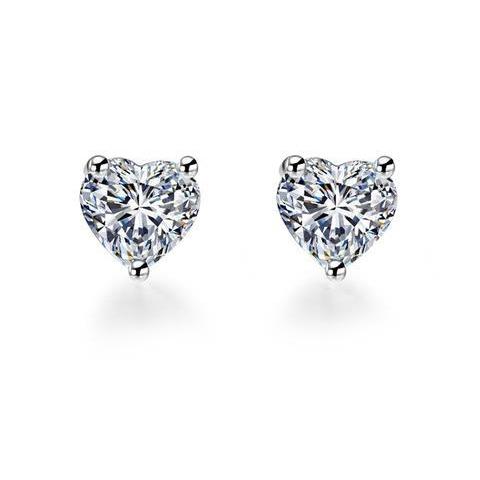 Casual Heart Shaped Real Diamond Stud Earrings