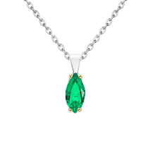 Fine Emerald Marquise Cut Gemstone Pendant in 14K Two Tone Gold – main view