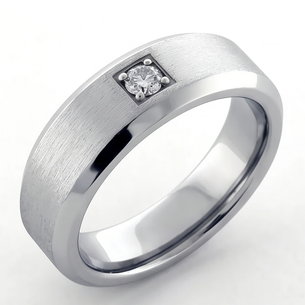 Casual Mens Lab Grown Diamond Ring Round Cut