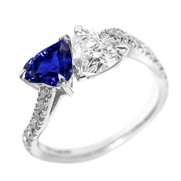 Casual Sapphire And Diamond Toi Et Moi Ring