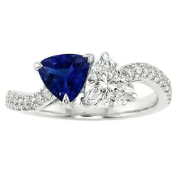 Casual Sapphire And Natural Earth Mined Diamond Toi Et Moi Ring