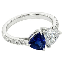 Casual Sapphire And Natural Earth Mined Diamond Toi Et Moi Ring