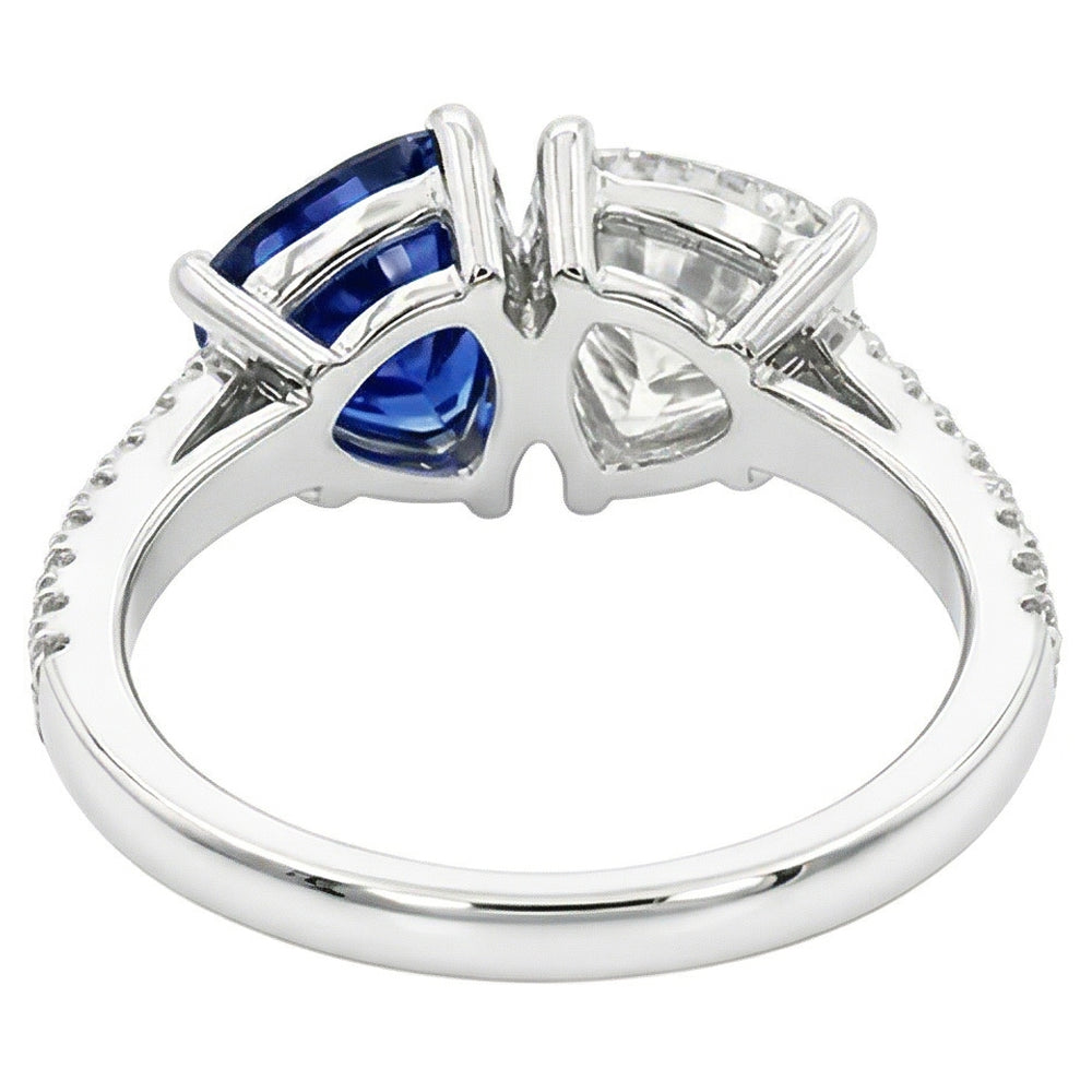 Casual Sapphire And Natural Earth Mined Diamond Toi Et Moi Ring