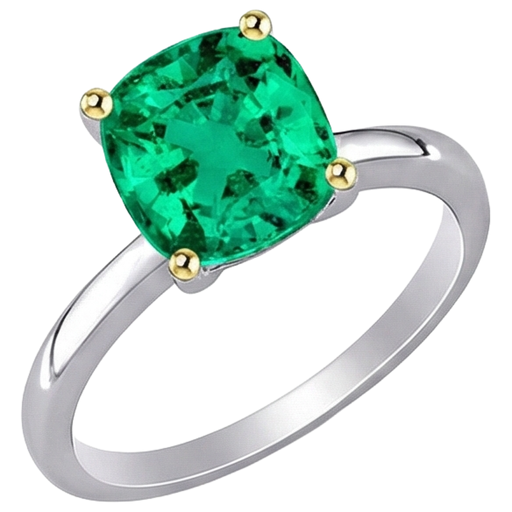 High-End Emerald Gemstone Ring 2 ct – side view