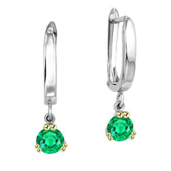 GIA-Certified Colombian Emerald Gemstone Earring 1 ct – 14K Two