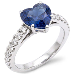 Cathedral Setting Blue Sapphire Natural Earth Mined Diamond Ring Round Accents