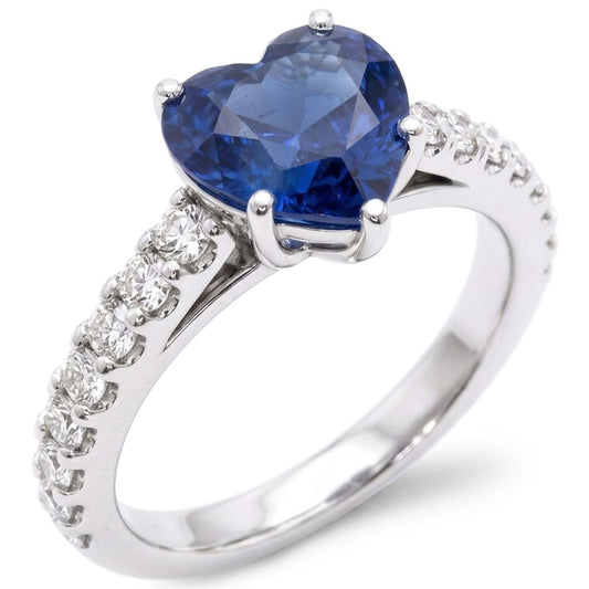 Cathedral Setting Blue Sapphire Natural Earth Mined Diamond Ring Round Accents