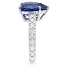 Cathedral Setting Blue Sapphire Natural Earth Mined Diamond Ring Round Accents
