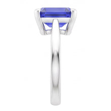 Cathedral Setting Ceylon Sapphire Solitaire Emerald Shaped Ring