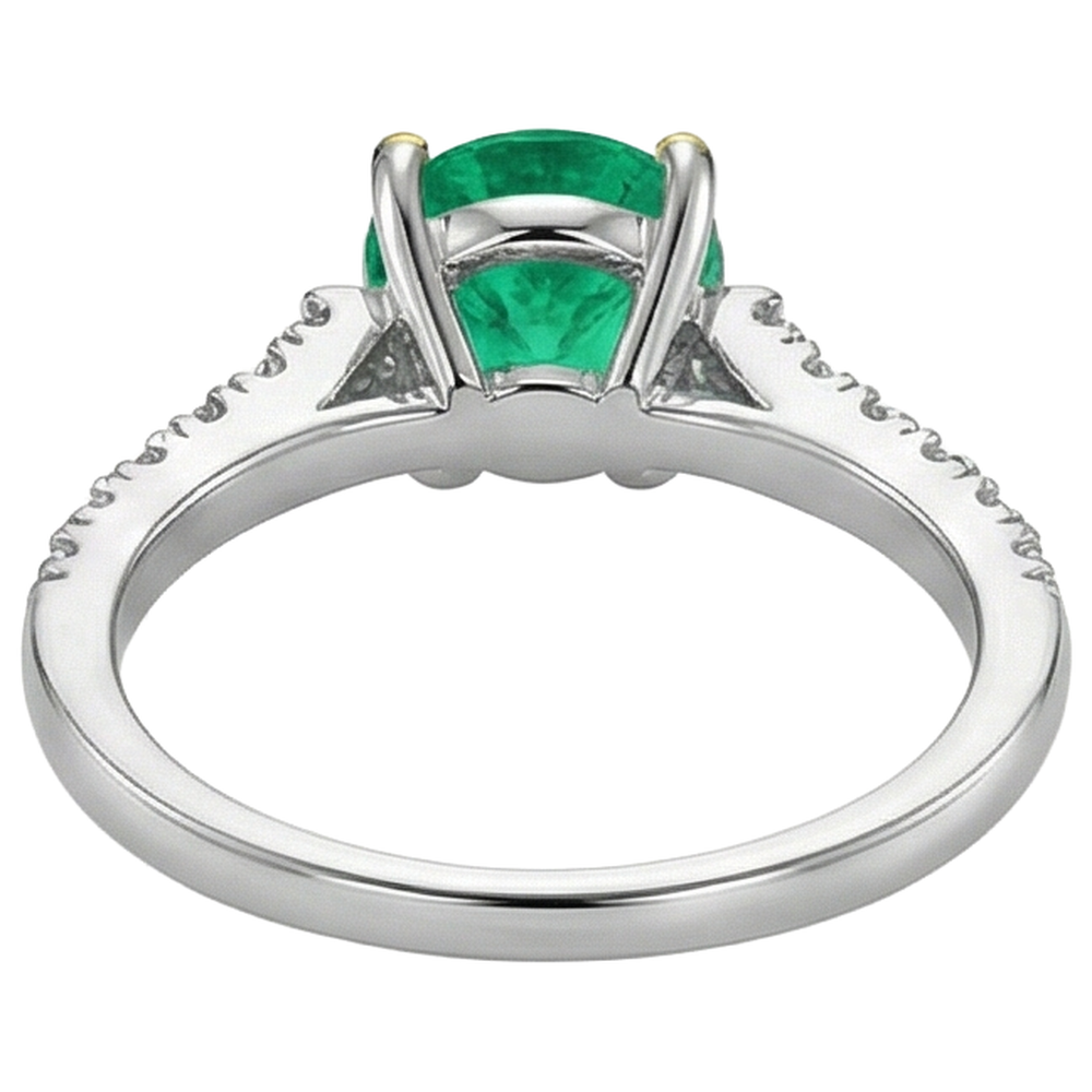 High-End Colombian Emerald Gemstone Ring 1.50 ct – back view