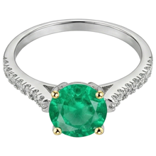 Colombian Emerald Gemstone Ring 1.50-ct 14K Two Tone Gold – side view