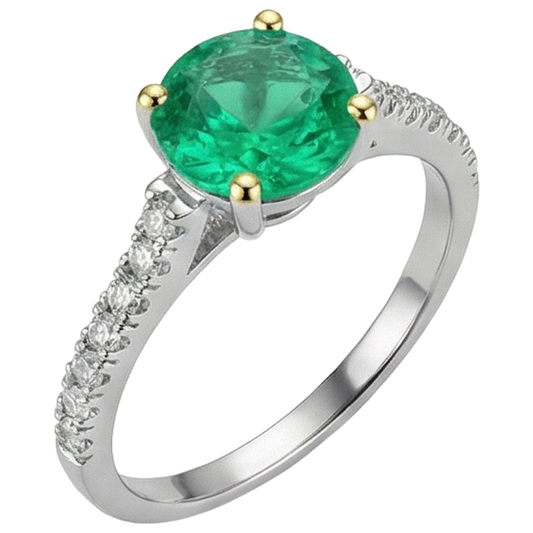 Real Colombian Emerald Gemstone Ring – front view