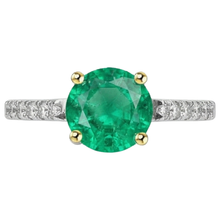 Gemstone Ring 14K Two Tone Gold with Colombian Emerald – angle view