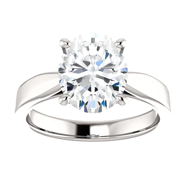 Cathedral Setting Solitaire Natural Diamond Ring Oval 3.50 Carats3