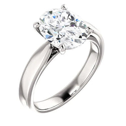 Cathedral Setting Solitaire Natural Diamond Ring Oval 3.50 Carats