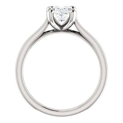 Cathedral Setting Solitaire Oval Real Diamond Ring 3.50 Carats Jewelry New2