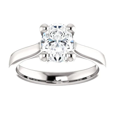 Cathedral Setting Solitaire Oval Real Diamond Ring 3.50 Carats Jewelry New3
