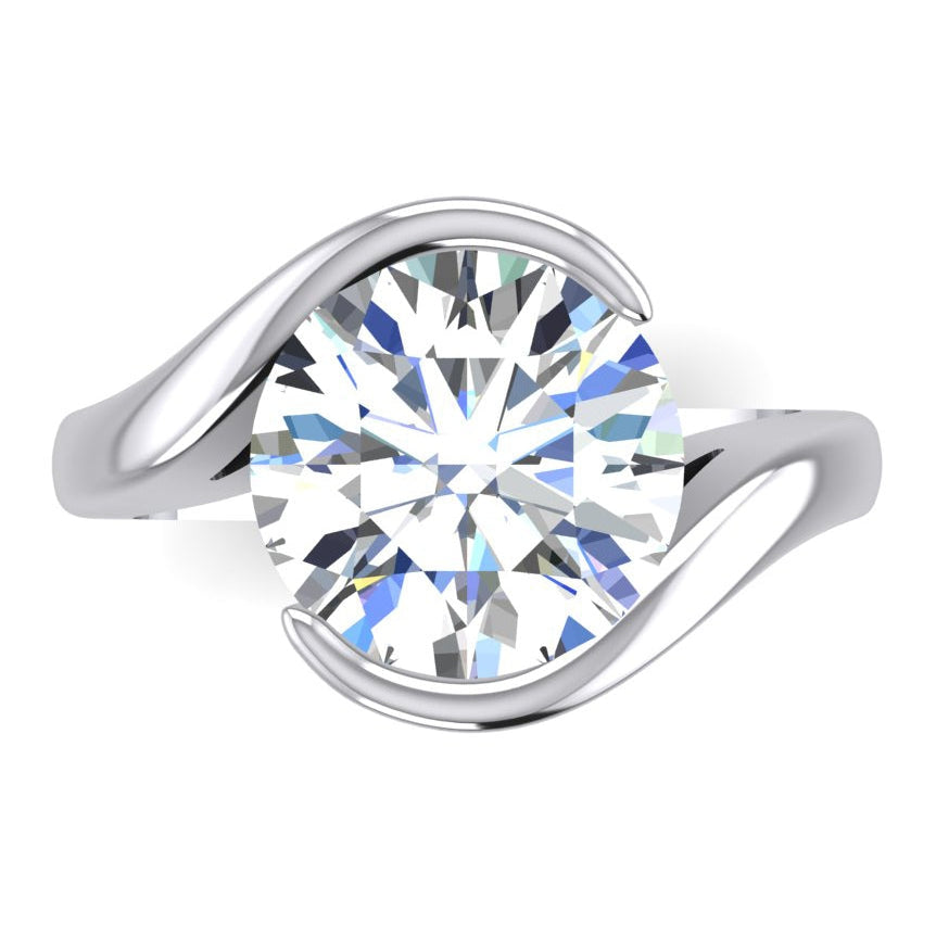Causal Solitaire Genuine Diamond Ring With Side View 5 Ct. Round 