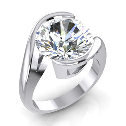 Causal Solitaire Genuine Diamond Ring With Side View 5 Ct. Round Cut F VS1