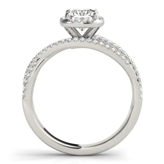 Center Cushion Real Diamond Halo Engagement Ring 1.74 Ct. White Gold 14K