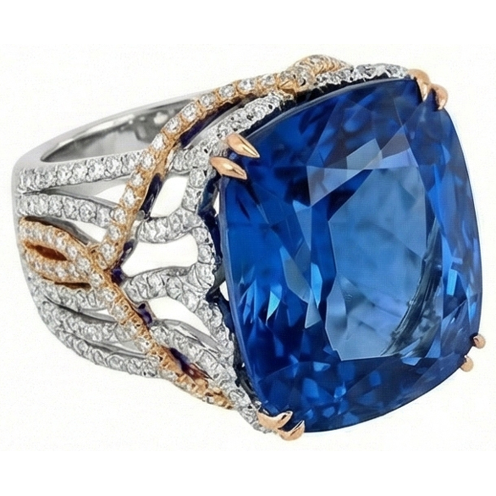 natural round sapphire 8.51ct ring front view