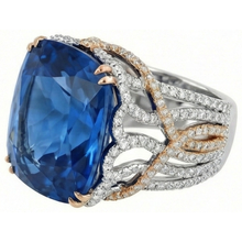natural round sapphire 8.51ct ring close up detail