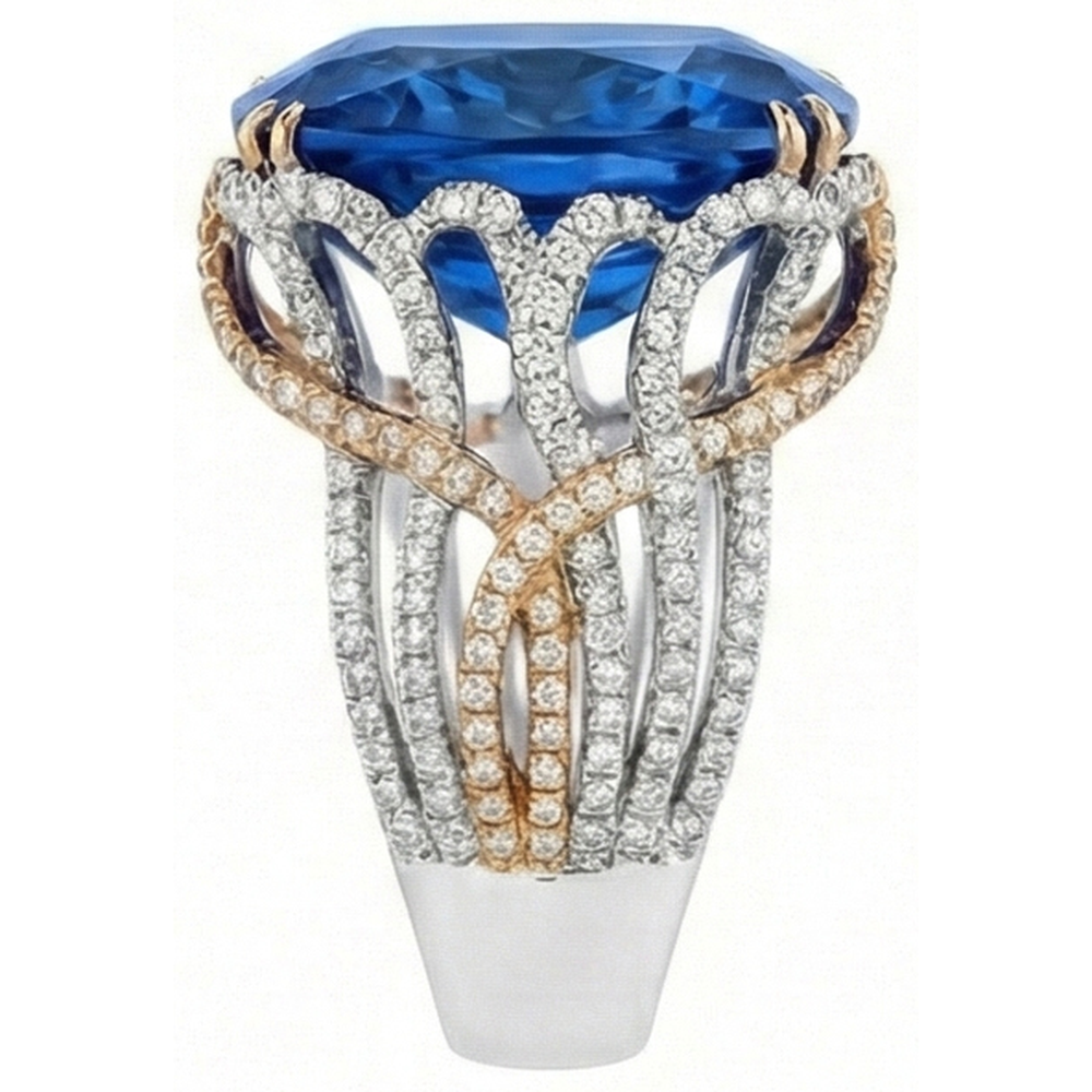 natural round sapphire 8.51ct ring top view
