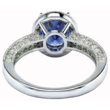 Ceylon Blue Sapphire And Natural Earth Mined Diamonds Anniversary Ring New White Gold 14K
