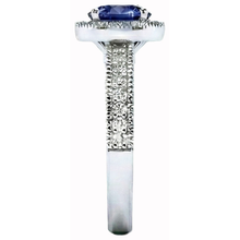 Ceylon Blue Sapphire And Natural Earth Mined Diamonds Anniversary Ring New White Gold 14K