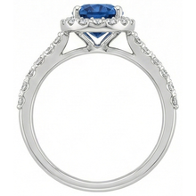 Ceylon Blue Sapphire Halo Natural Earth Mined Diamond Ring 14K White Gold Oval 2.15 Ct.