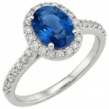 Ceylon Blue Sapphire Halo Natural Earth Mined Diamond Ring 14K White Gold Oval 2.15 Ct.