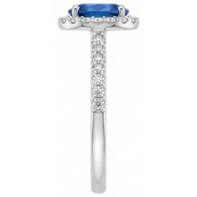 Ceylon Blue Sapphire Halo Natural Earth Mined Diamond Ring 14K White Gold Oval 2.15 Ct.