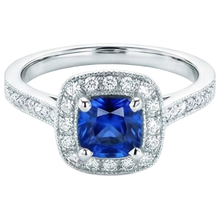 Ceylon Blue Sapphire Halo Natural Earth Mined DIAMOND ( NOT LAB GROWN )s Ring 4 Ct 14K White Gold